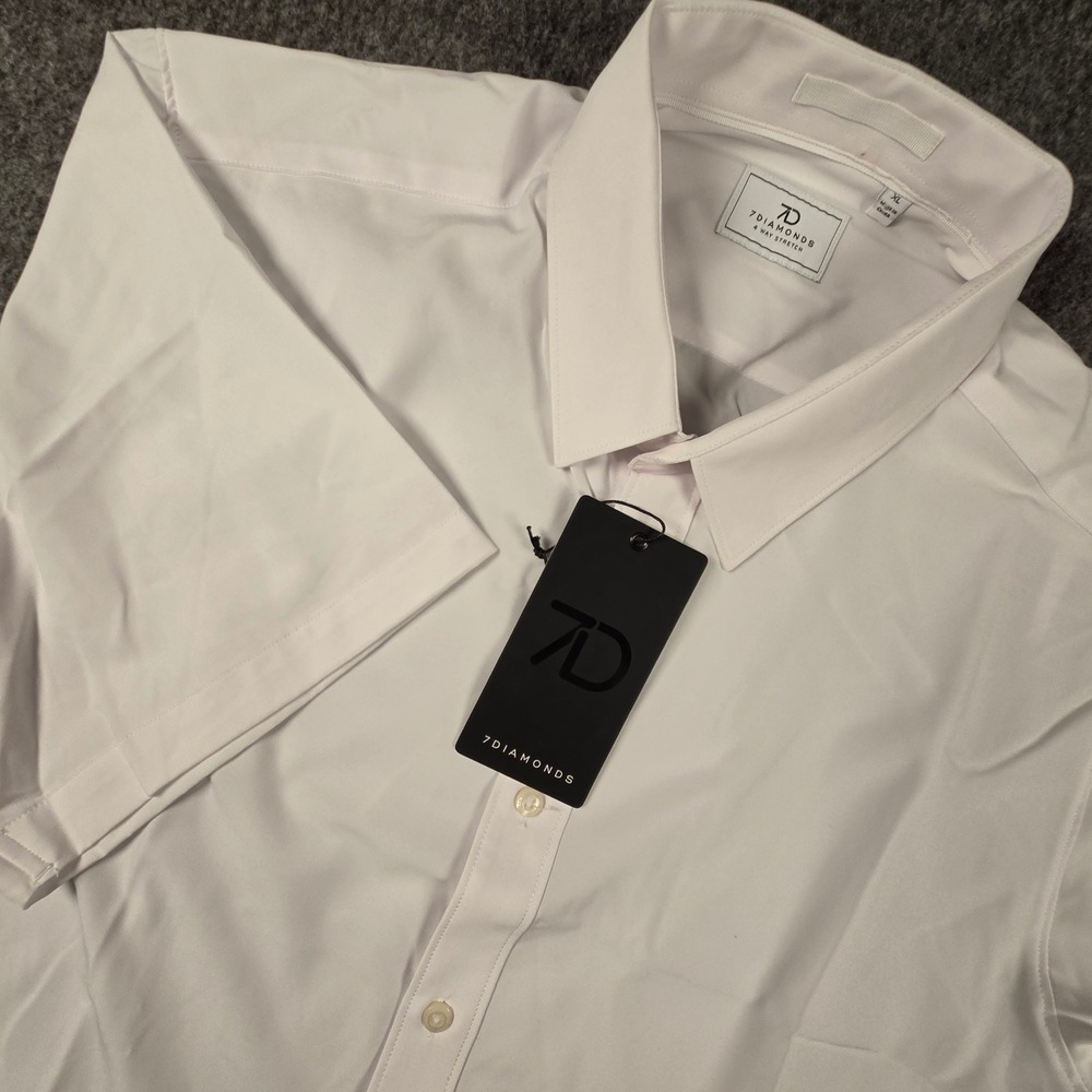 7 Diamonds 4-Way Stretch Button Down Shirt Mens XL Siena White Performance NEW